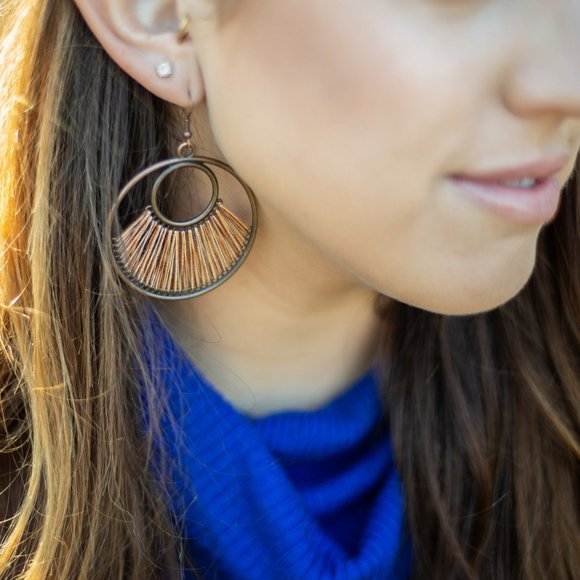 Bohemian Round Threaded Large Earrings - Picture 1 of 10